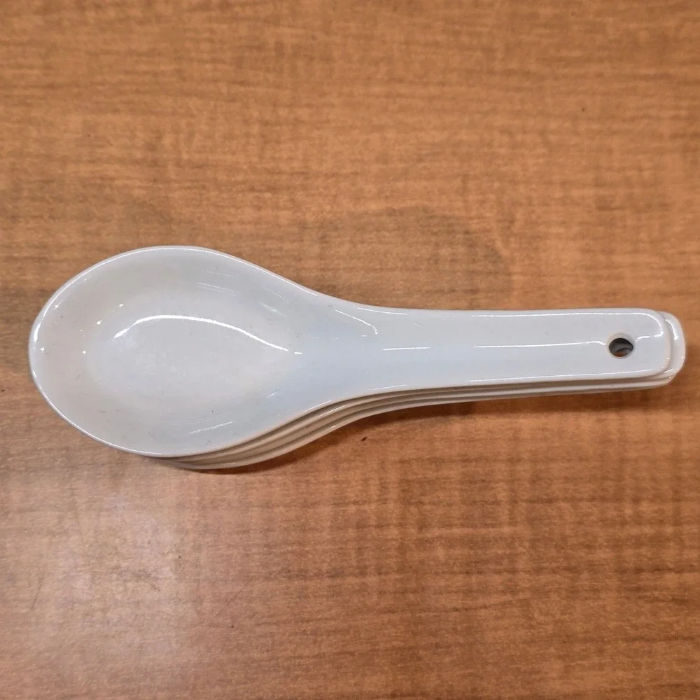 4 Saki Spoons Pier 1 China White Serving Spoon Liquid Display‎